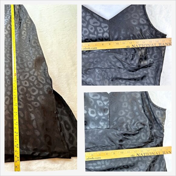 Wanderlux Black Leopard Satin Slip Dress Sz L Coquette Elevated Whimsy Witchy - Picture 10 of 12